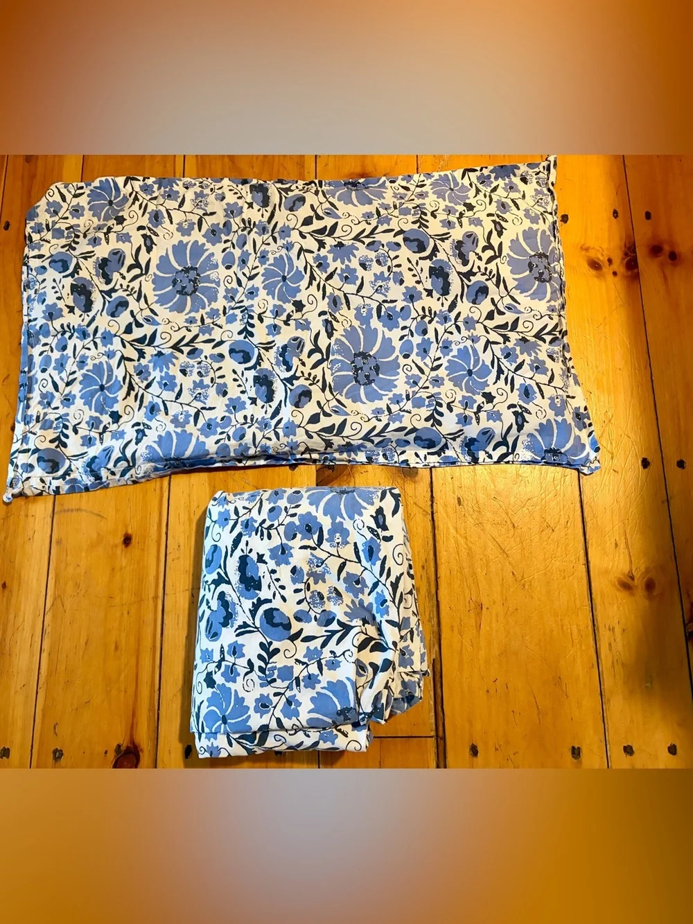 John Robshaw Zoya Azure Queen Duvet Cover + King Sham Organic Cotton